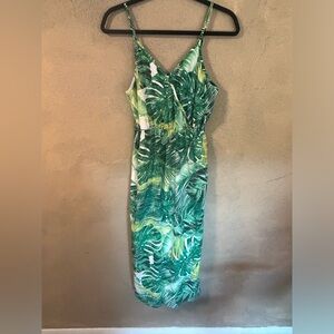 Strappy maxi dress with green plant print